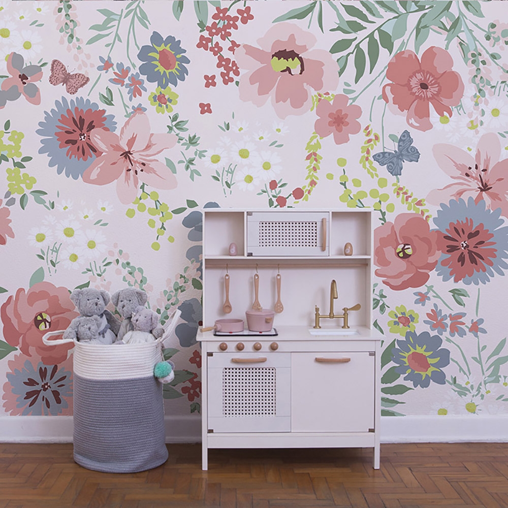 Painel Liberty Super Fundo Rosa - Imagem de Ambiente