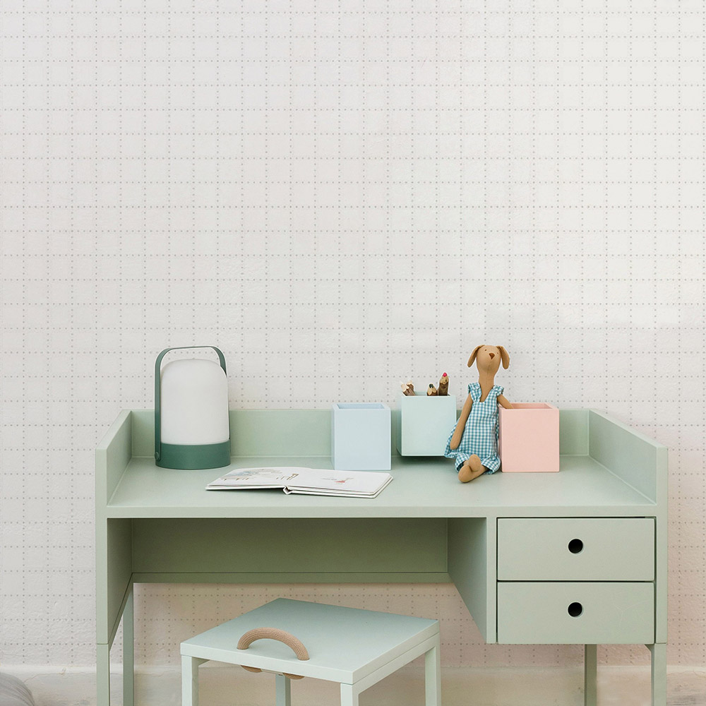 Papel Grid Pontinhos Cinza - Imagem de Ambiente