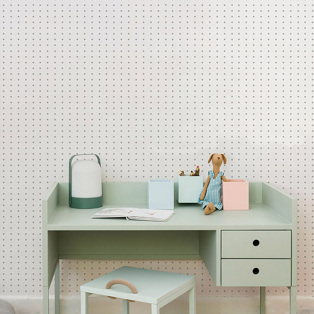 Papel Mini Losangos Cinza - Imagem de Ambiente