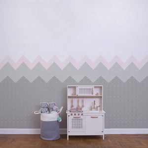 Papel Montanhas Rosa - Imagem de Ambiente