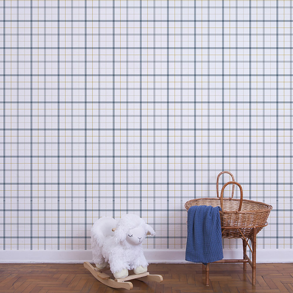 Papel Xadrez Color Indigo - Imagem de Ambiente