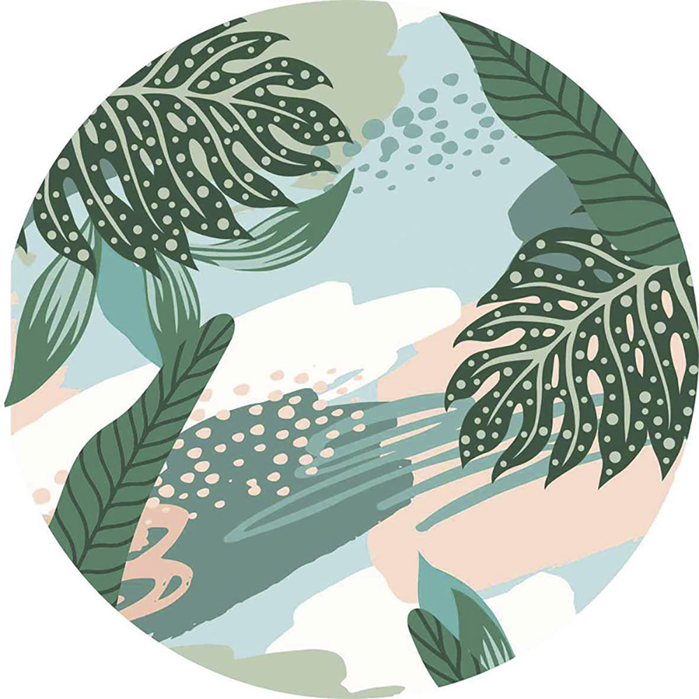 Tapete Folhagem Tropical Salmao Redondo