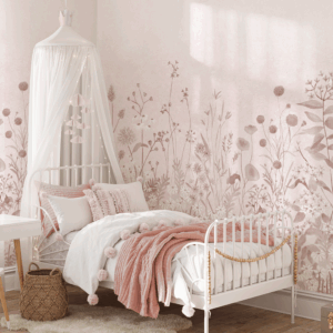 Painel Jardim Repleto Rosa - Imagem de Ambiente