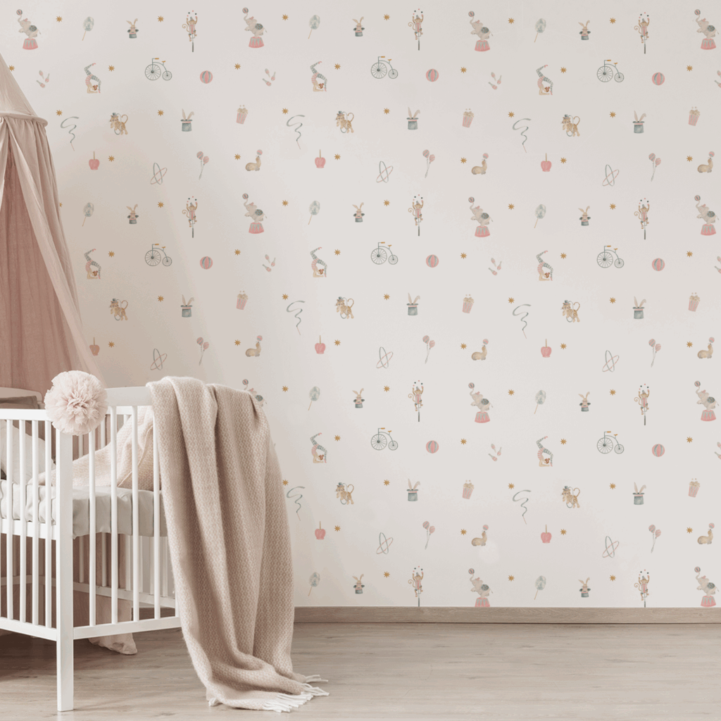 Papel Circo Divertido Rosa - Imagem de Ambiente