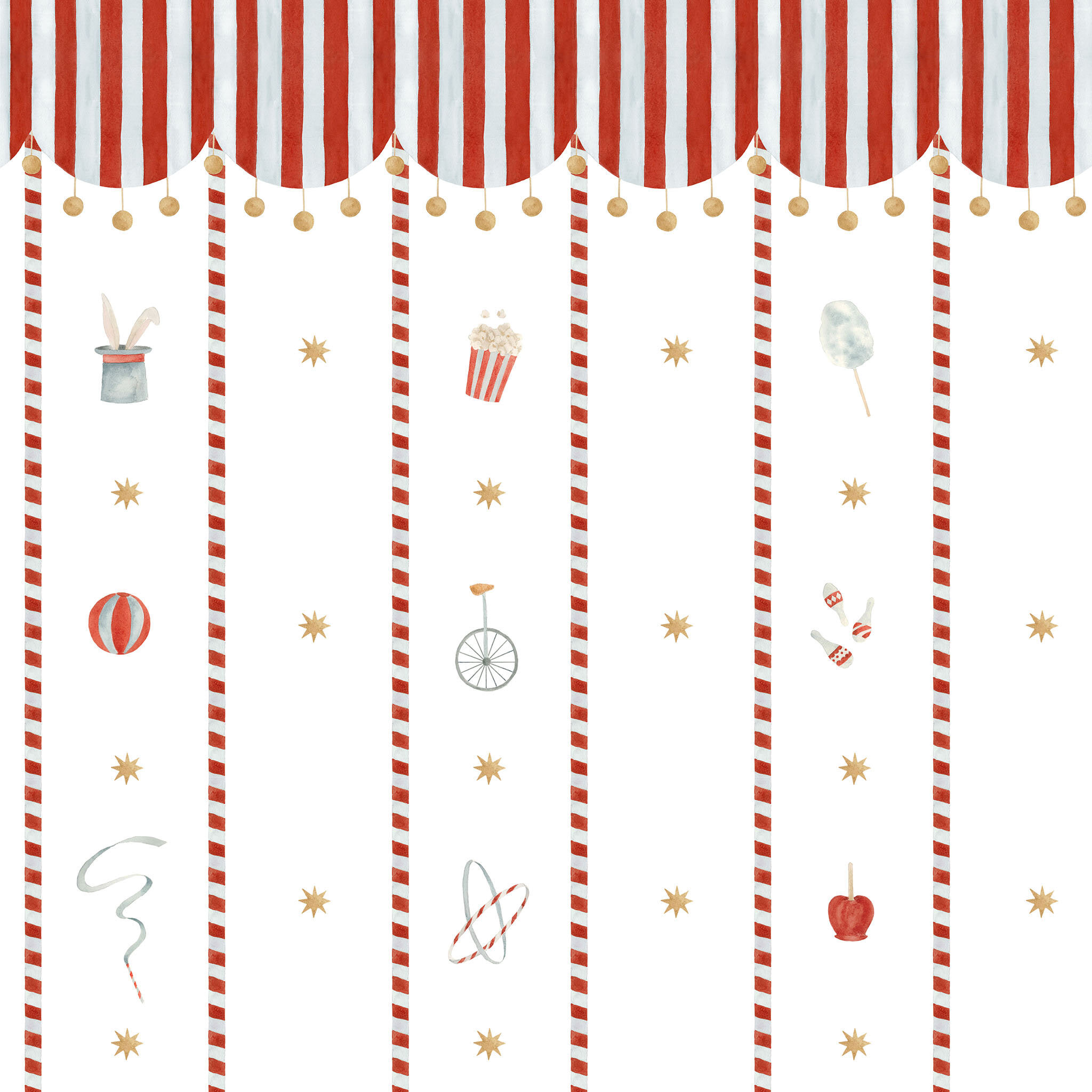 Papel Circo Listras Toldo Divertido Vermelho