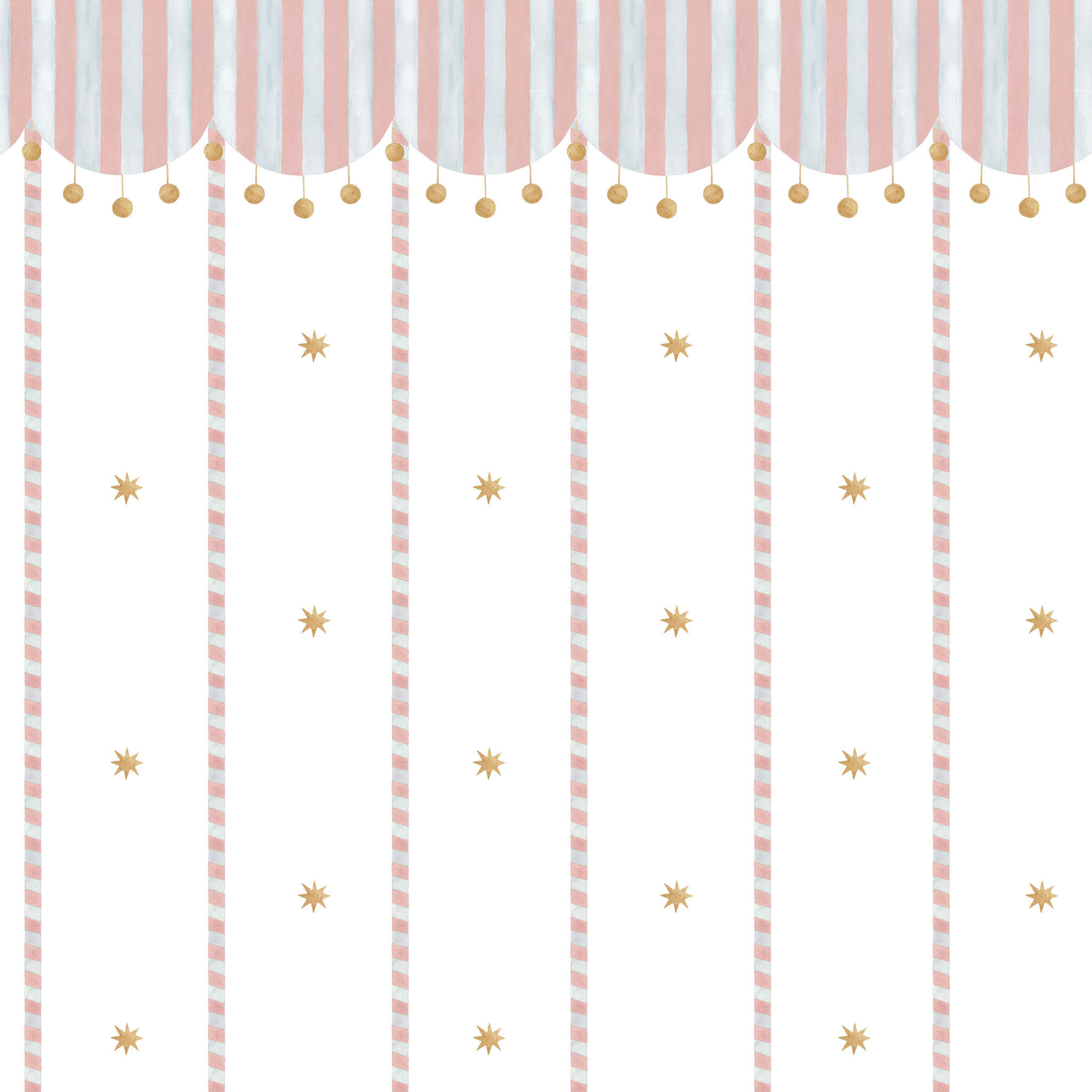 Papel Circo Listras Toldo Estrelas Rosa