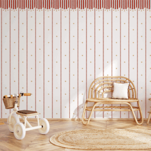 Papel Circo Listras Toldo Estrelas Rosa - Imagem de Ambiente