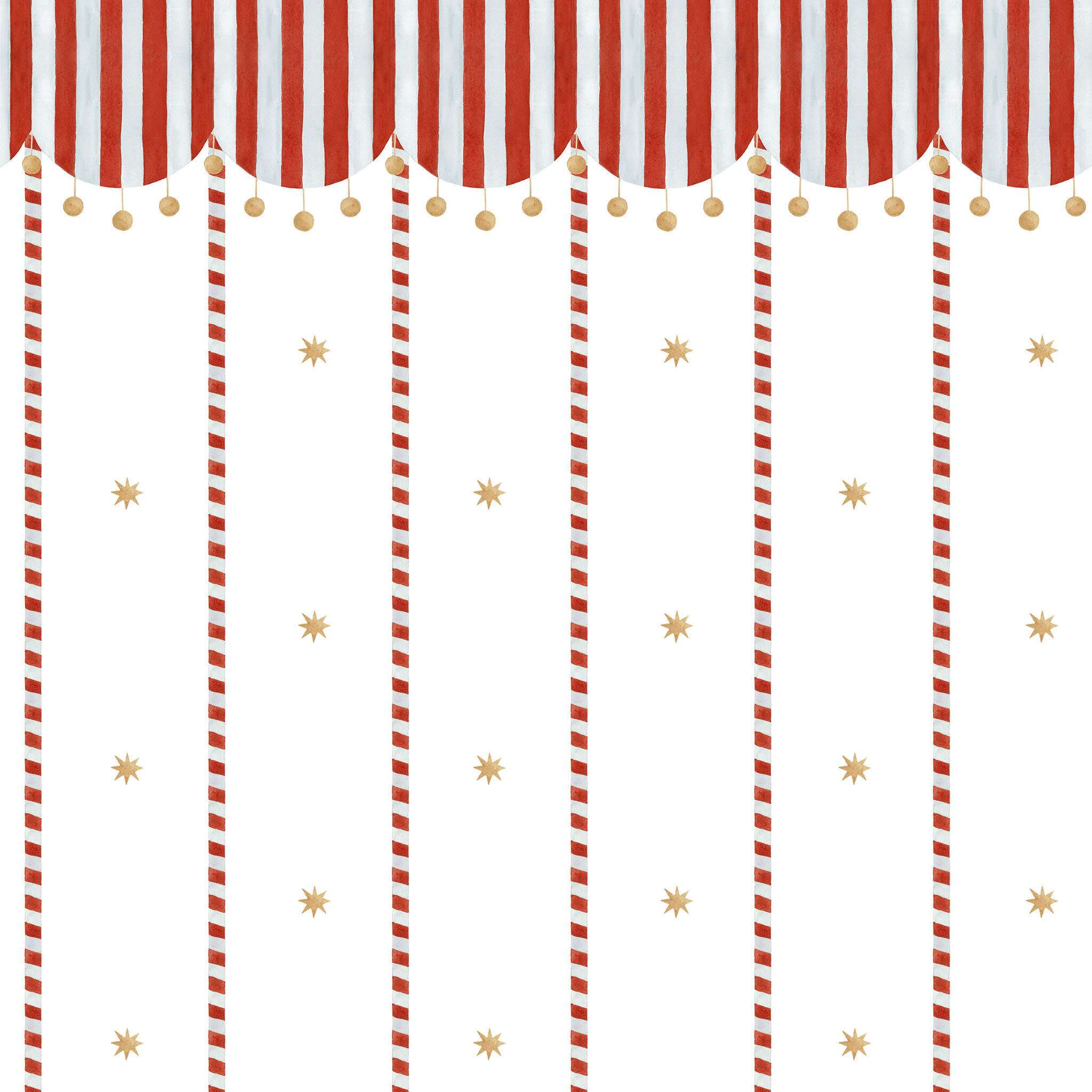 Papel Circo Listras Toldo Estrelas Vermelho