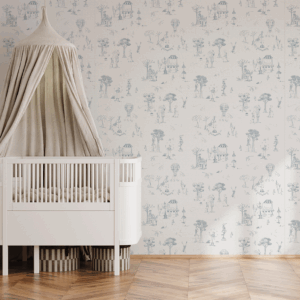 Papel Circo Toile de Jouy Azul - Imagem de Ambiente