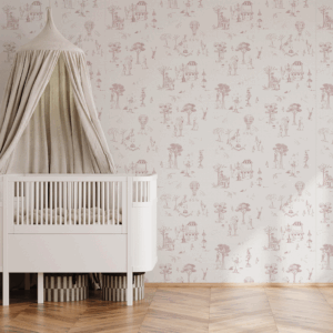 Papel Circo Toile de Jouy Rosa - Imagem de Ambiente