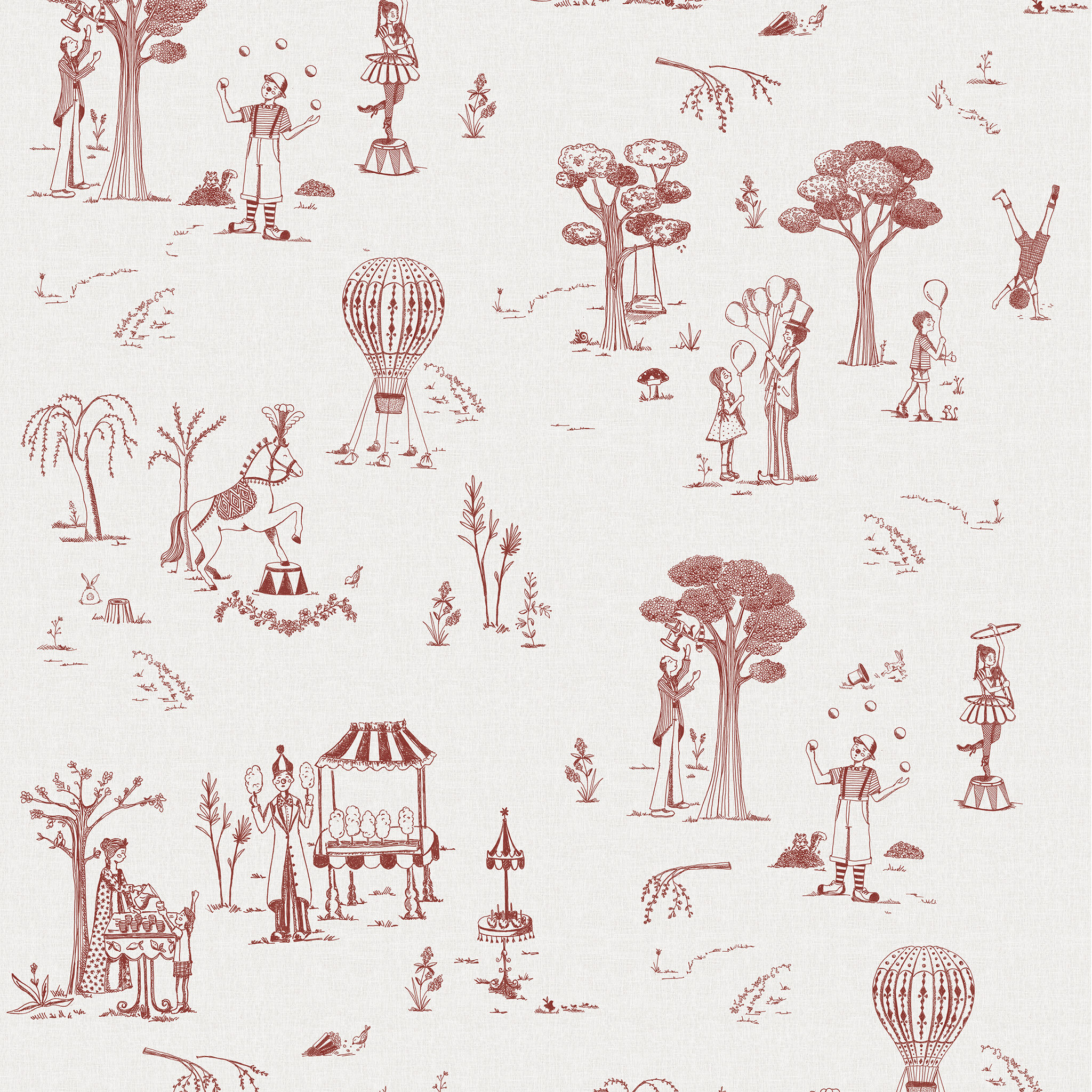 Papel Circo Toile de Jouy Vermelho