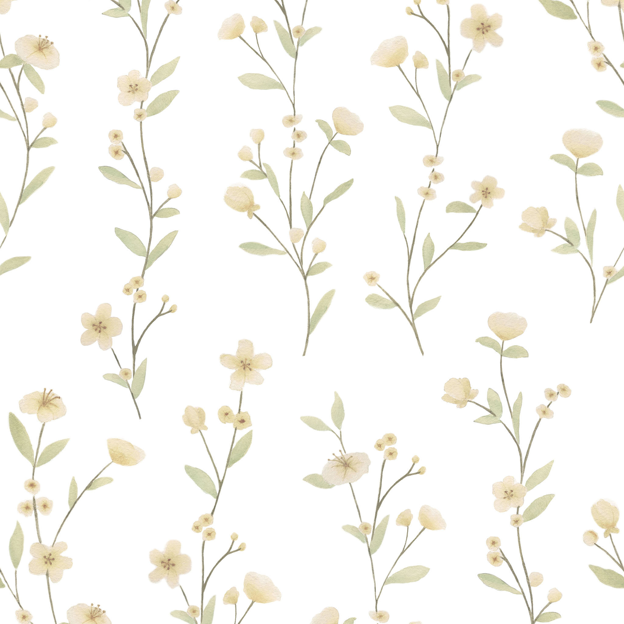 Papel Floral Ramalhetes Amarelo