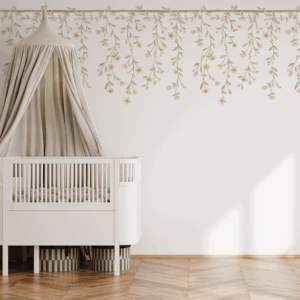 Papel Floral Ramalhetes Cascata Amarelo - Imagem de Ambiente