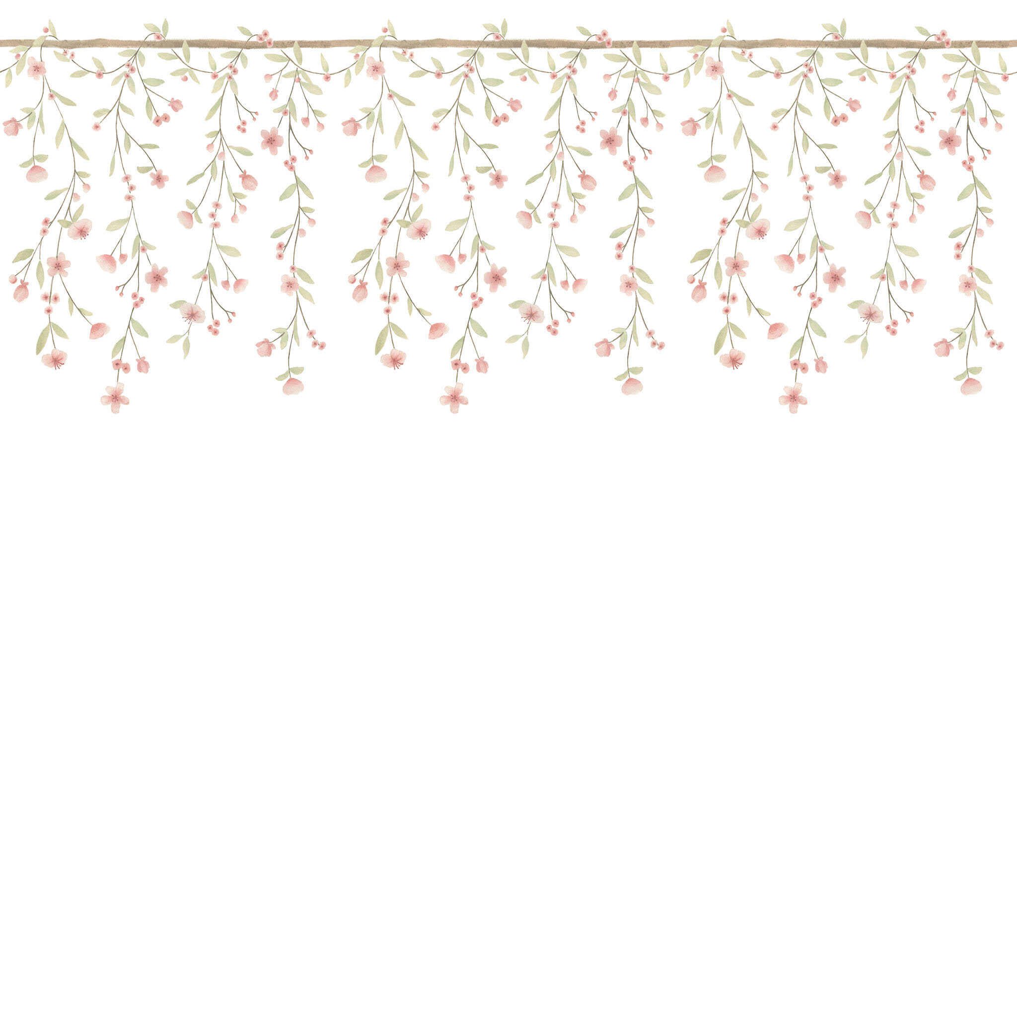 Papel Floral Ramalhetes Cascata Rosa