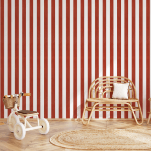 Papel Listras Largas Vermelho - Imagem de Ambiente