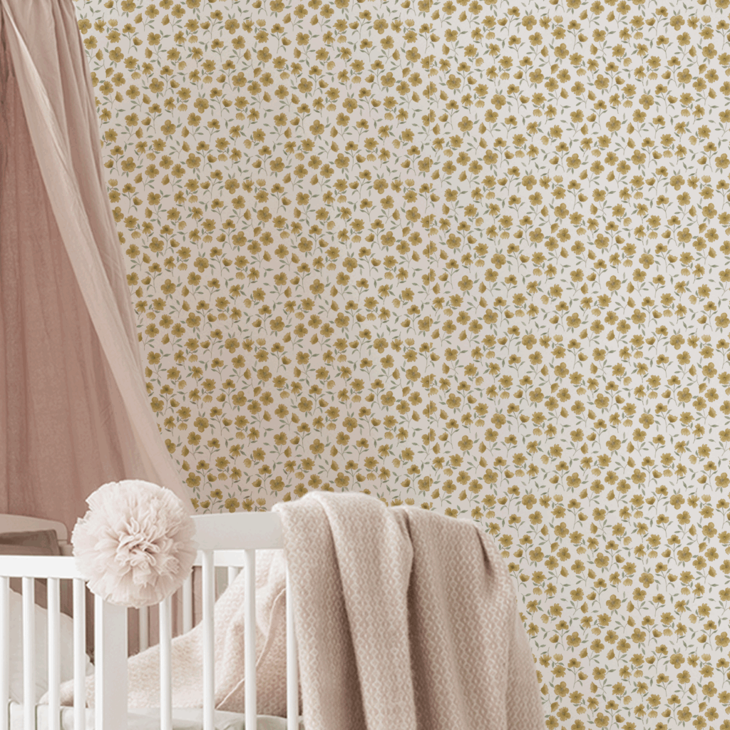 Papel Primavera Miuda Bege - Imagem de Ambiente