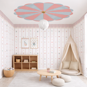 Papel Teto Circo Rosa - Imagem de Ambiente