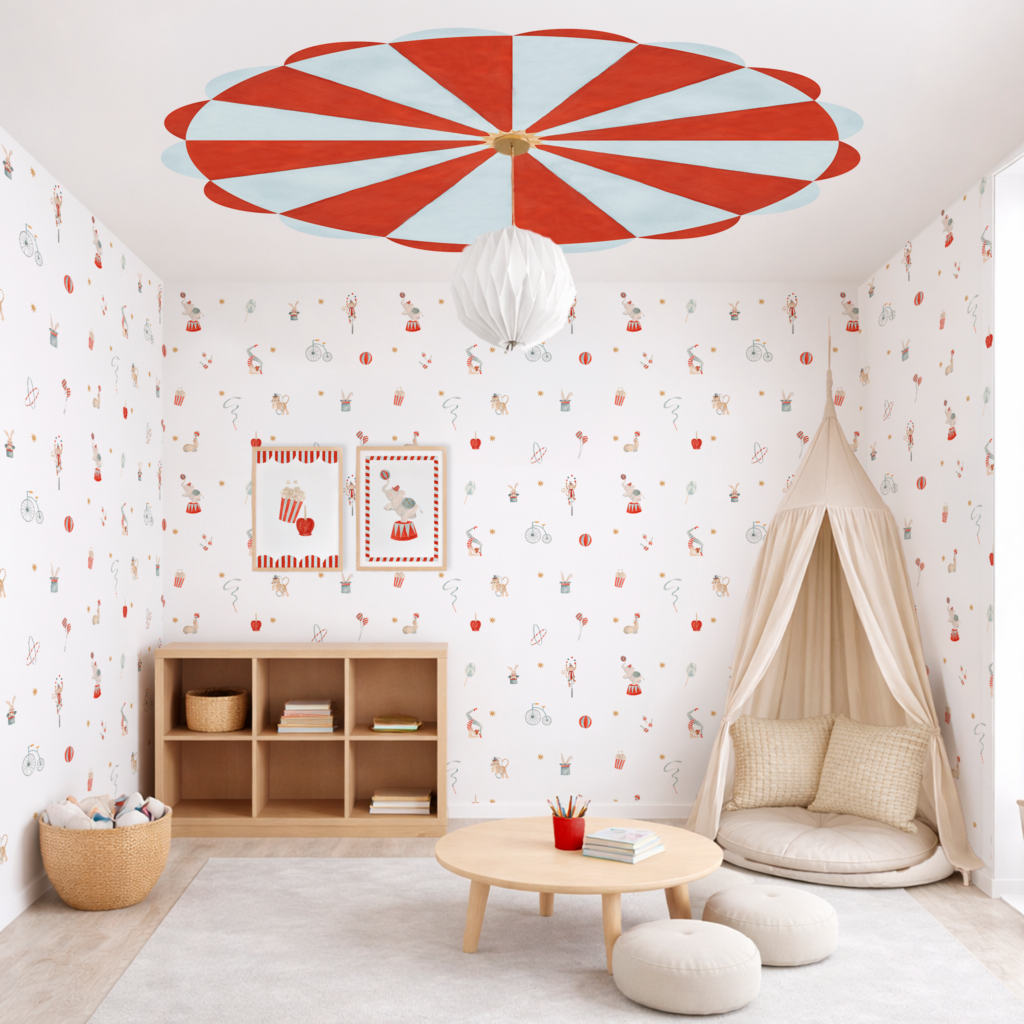 Papel Teto Circo Vermelho - Imagem de Ambiente