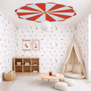 Papel Teto Circo Vermelho - Imagem de Ambiente