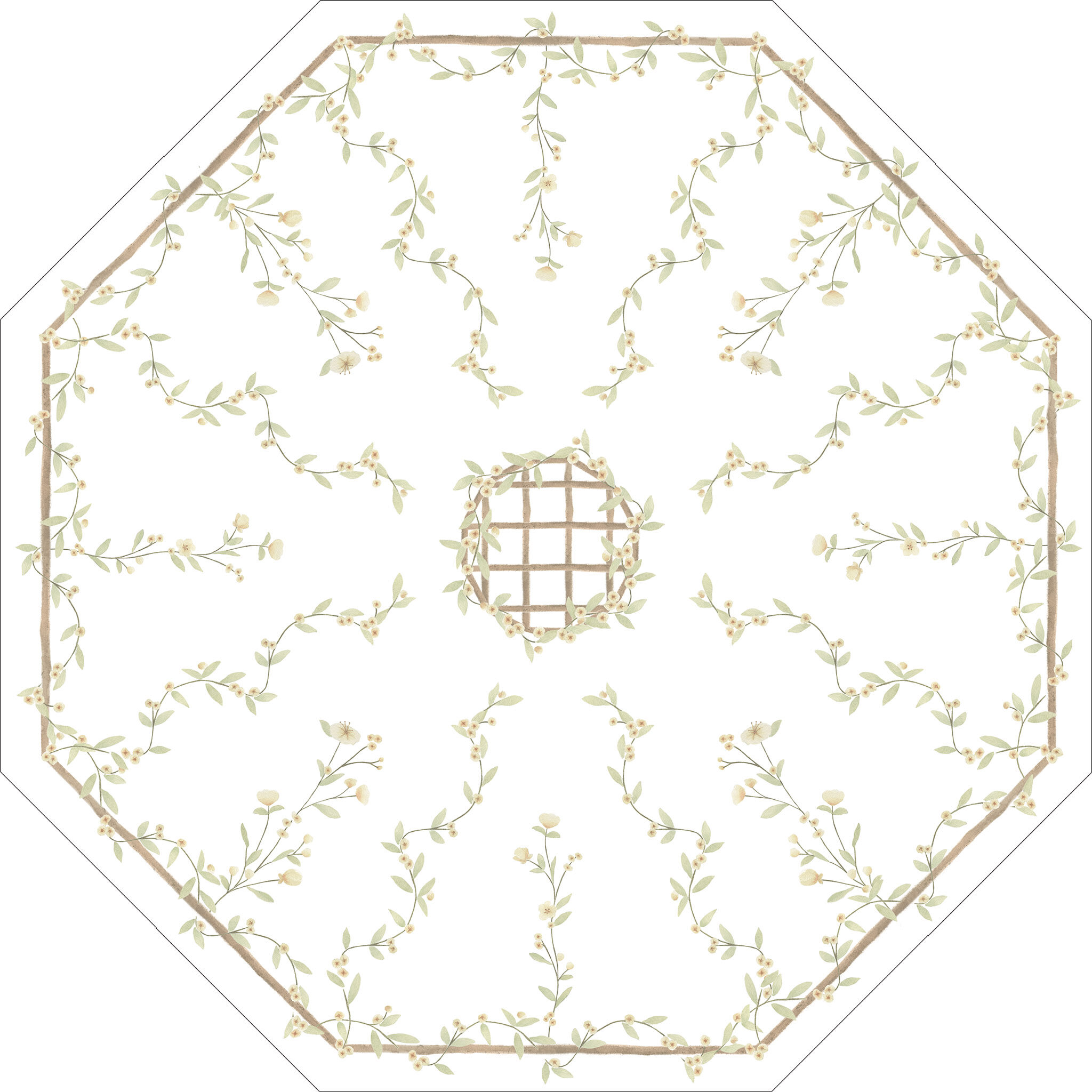 Papel Teto Ramalhetes Cascata Amarelo