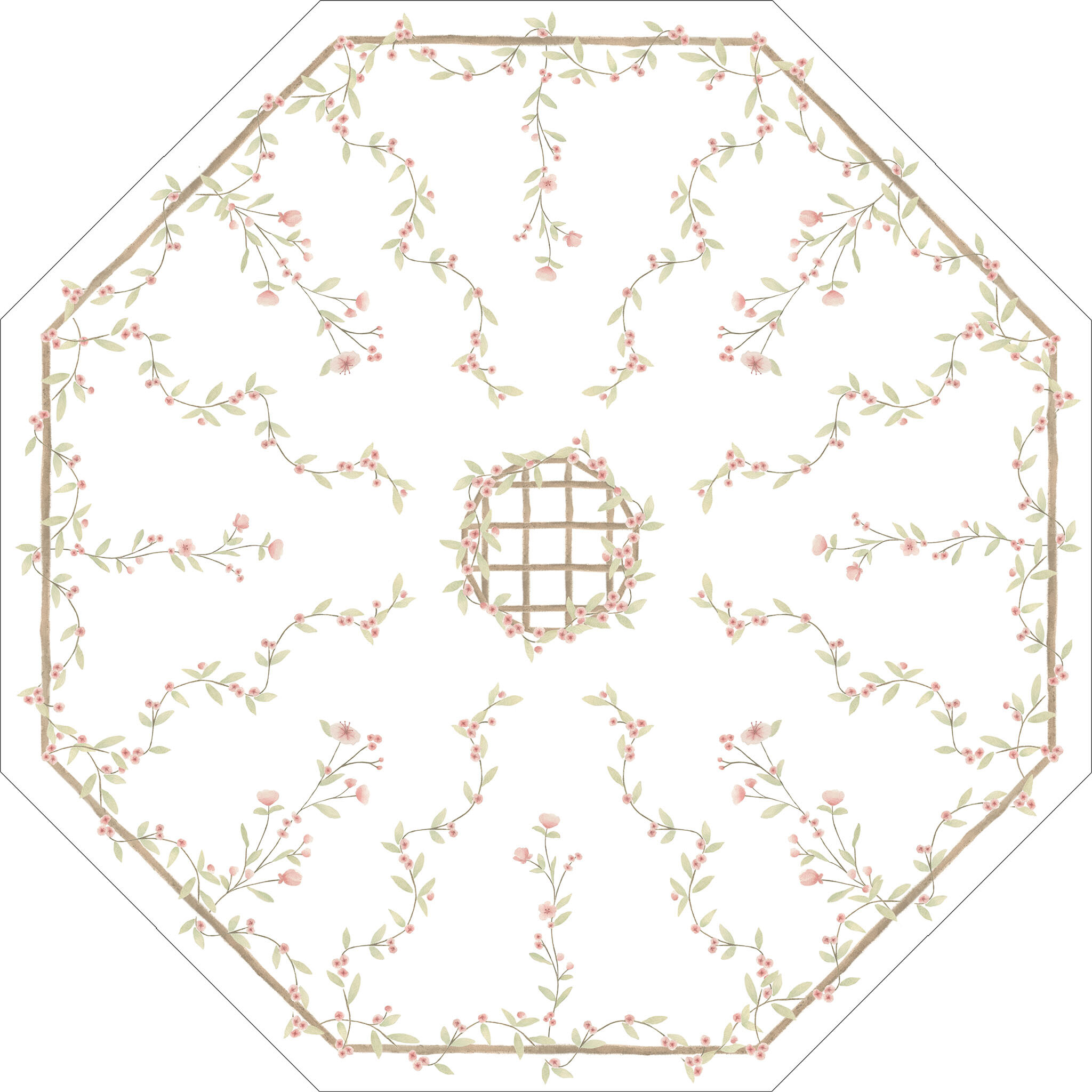 Papel Teto Ramalhetes Cascata Rosa