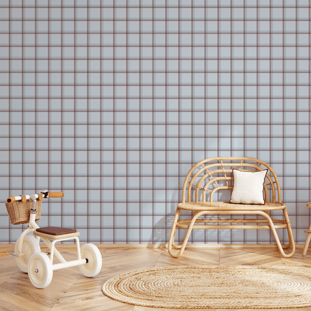 Papel Xadrez Duplo Azul Vermelho - Imagem de Ambiente