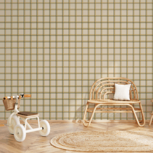 Papel Xadrez Duplo Mostarda Verde - Imagem de Ambiente