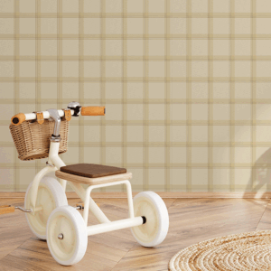 Papel Xadrez Duplo Pastel Mostarda - Imagem de Ambiente