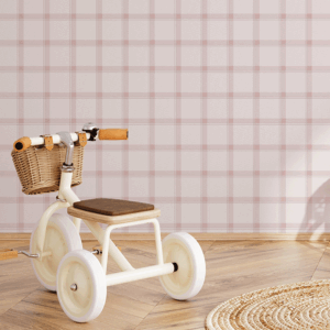 Papel Xadrez Duplo Pastel Rosa - Imagem de Ambiente