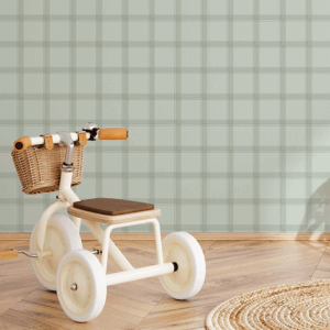 Papel Xadrez Duplo Pastel Verde - Imagem de Ambiente