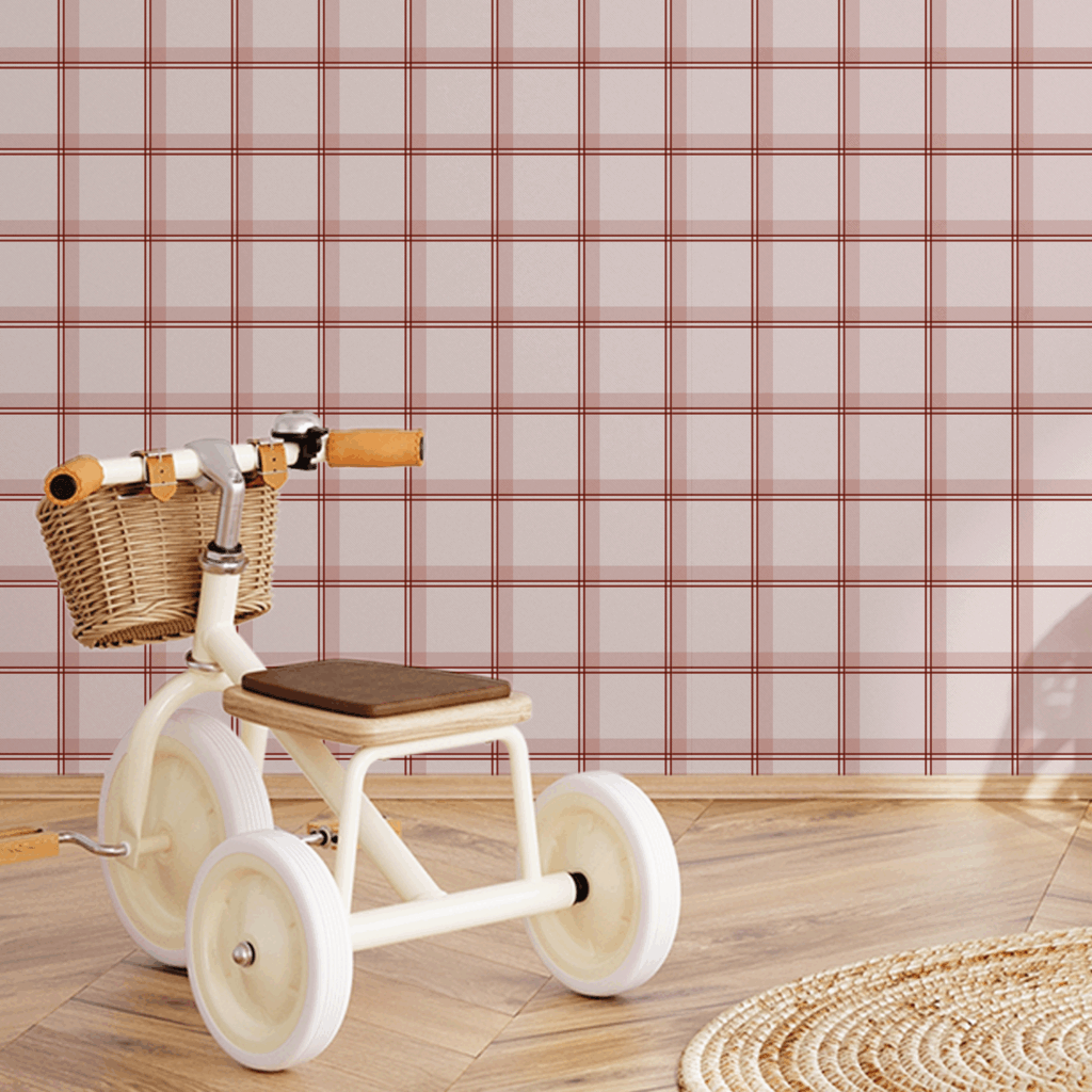 Papel Xadrez Duplo Rosa Vermelho - Imagem de Ambiente