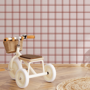 Papel Xadrez Duplo Rosa Vermelho - Imagem de Ambiente