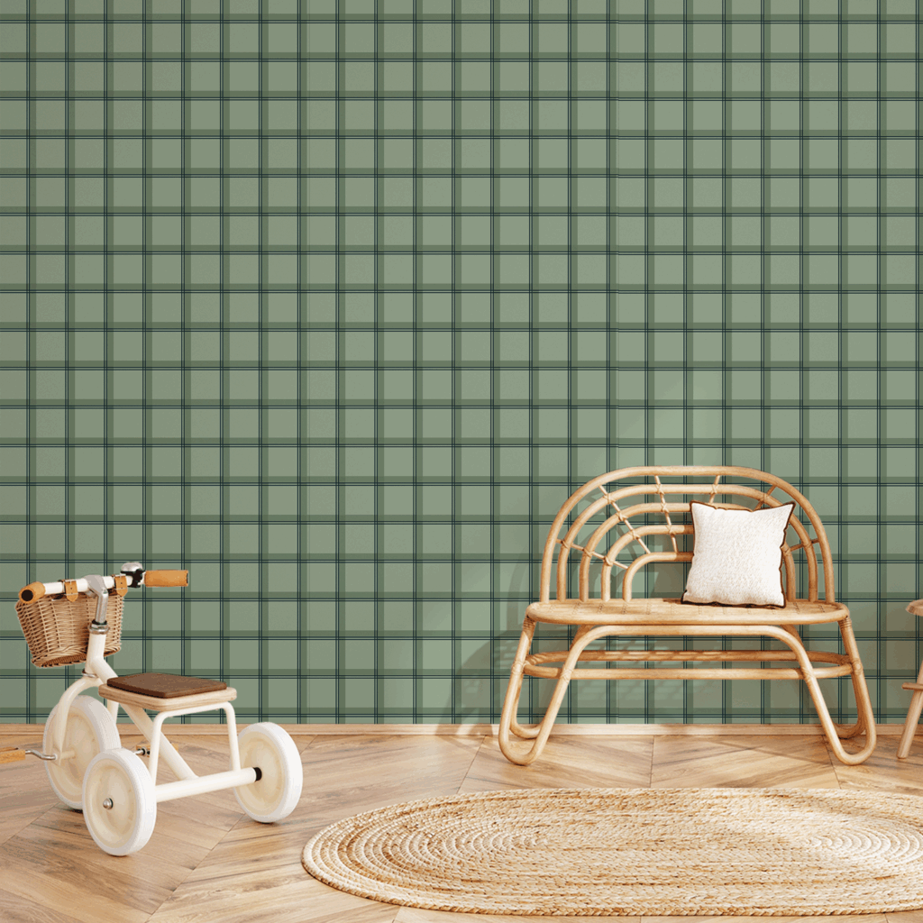 Papel Xadrez Duplo Verde Petróleo - Imagem de Ambiente