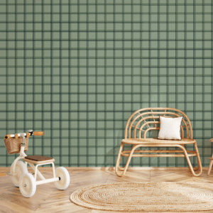 Papel Xadrez Duplo Verde Petróleo - Imagem de Ambiente