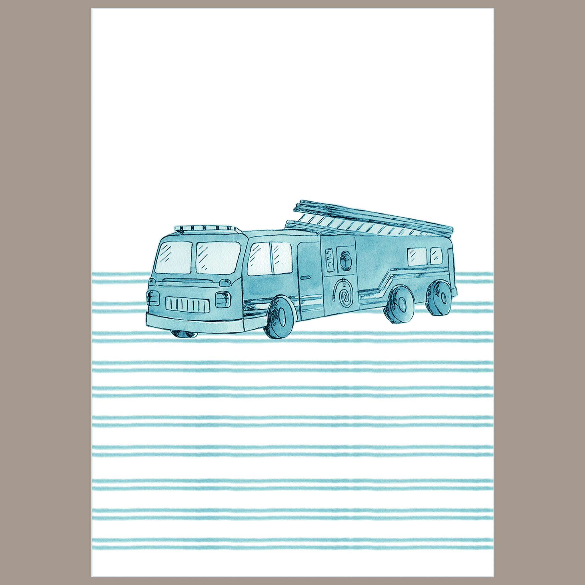 Quadrinho Carros Azul Bombeiro