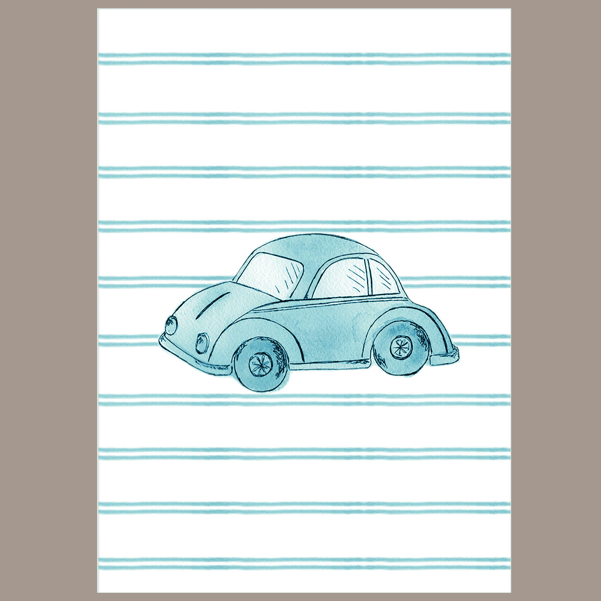 Quadrinho Carros Azul Fusca