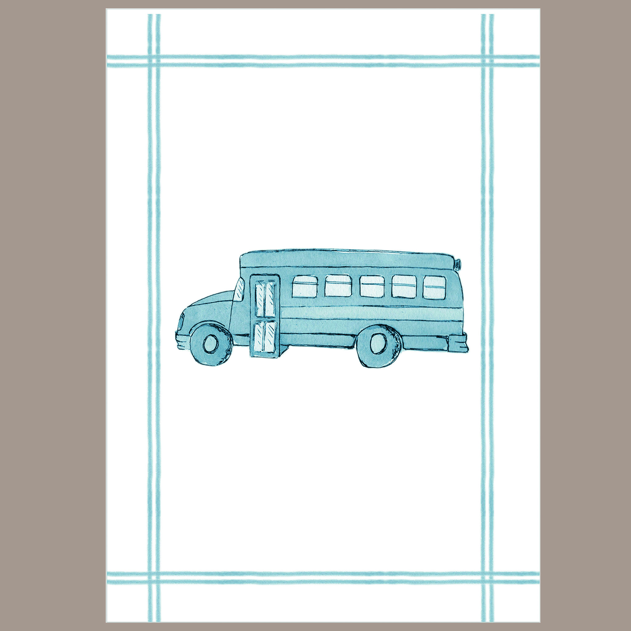 Quadrinho Carros Azul Ônibus
