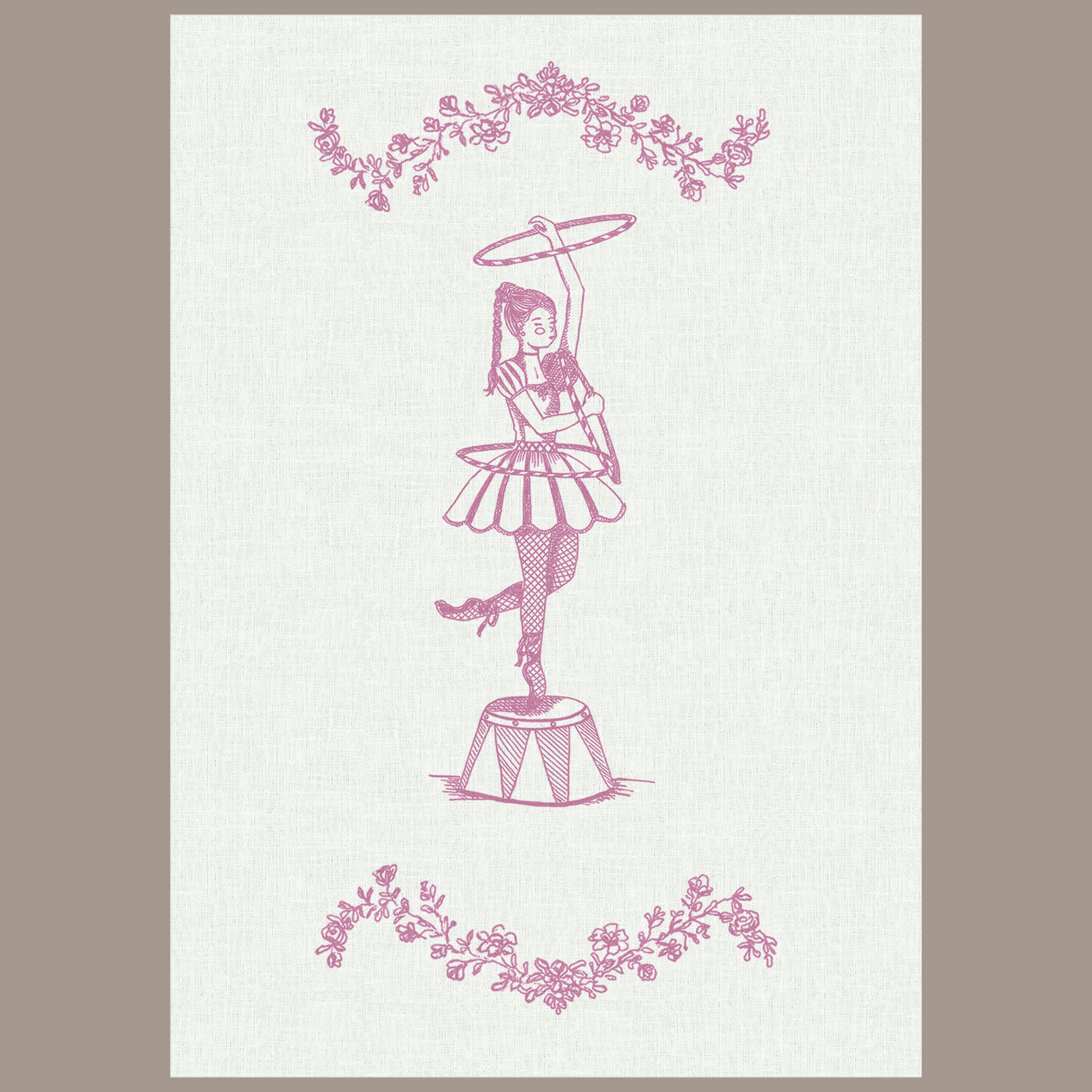 Quadrinho Circo Toile Rosa Acrobata