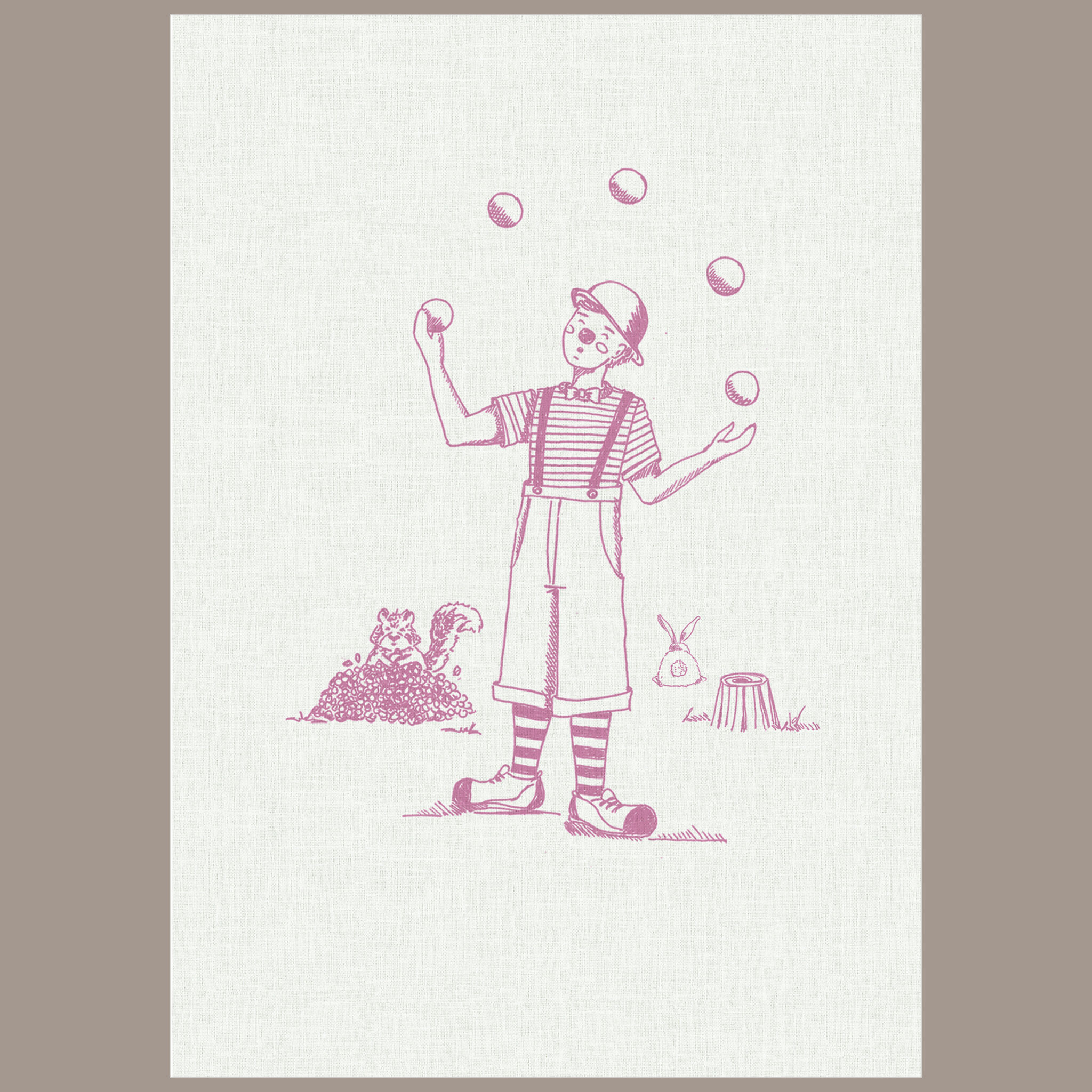 Quadrinho Circo Toile Rosa Malabarista