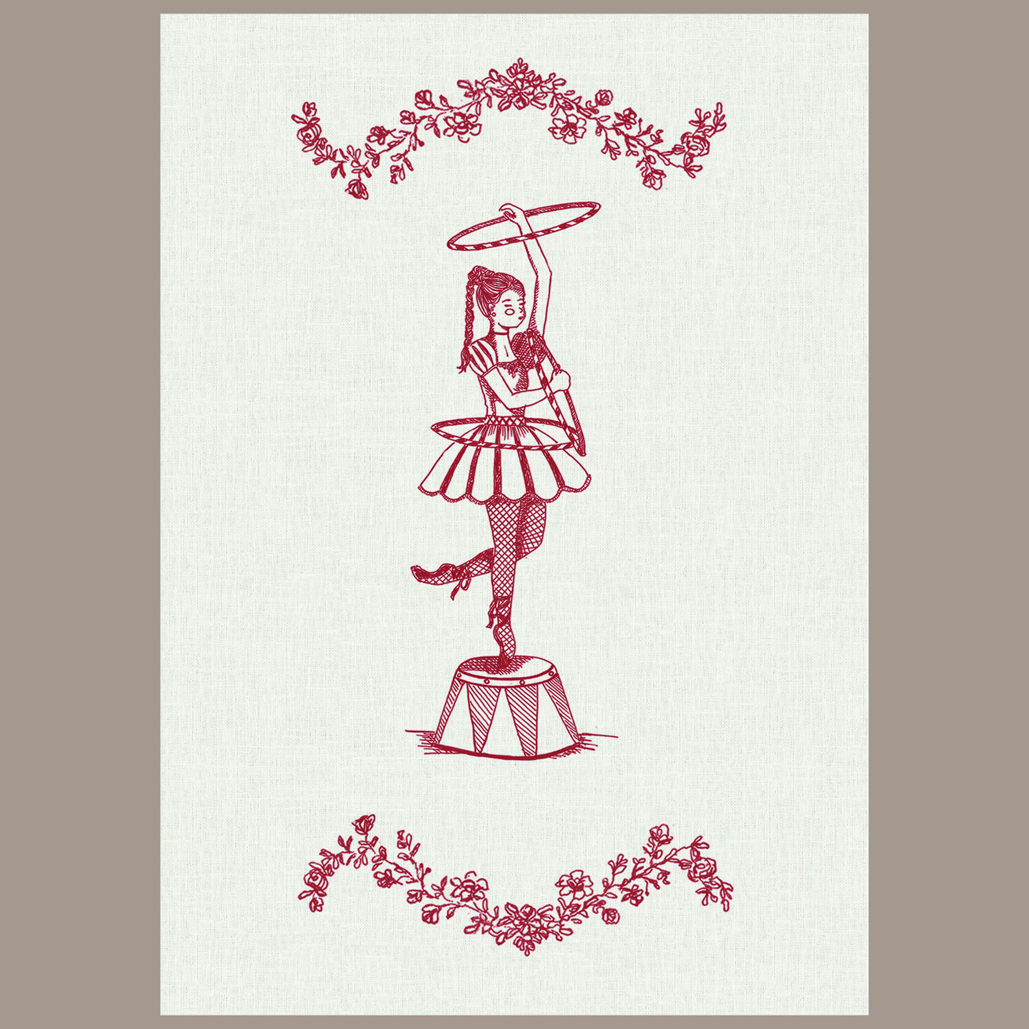 Quadrinho Circo Toile Vermelho Acrobata
