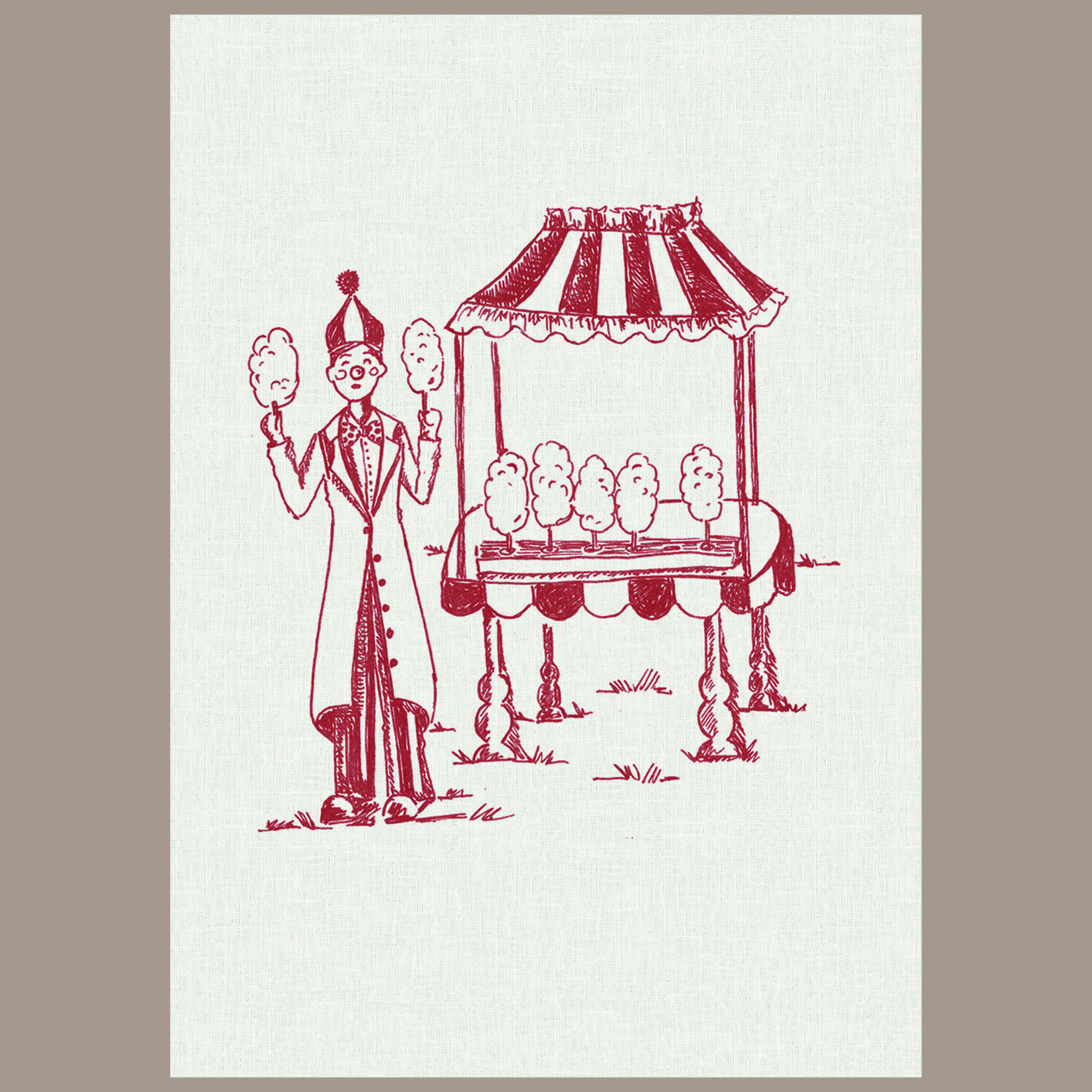 Quadrinho Circo Toile Vermelho Algodão Doce