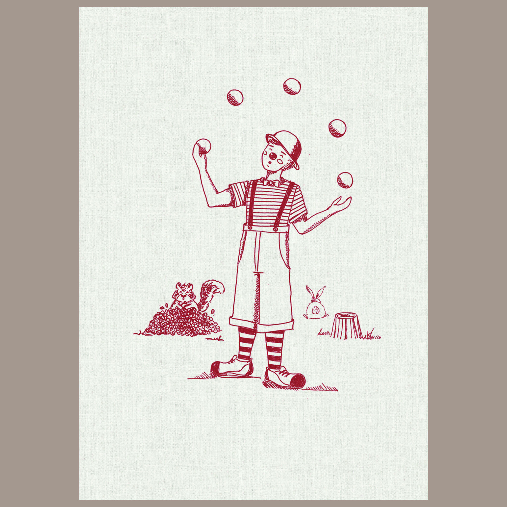 Quadrinho Circo Toile Vermelho Malabarista