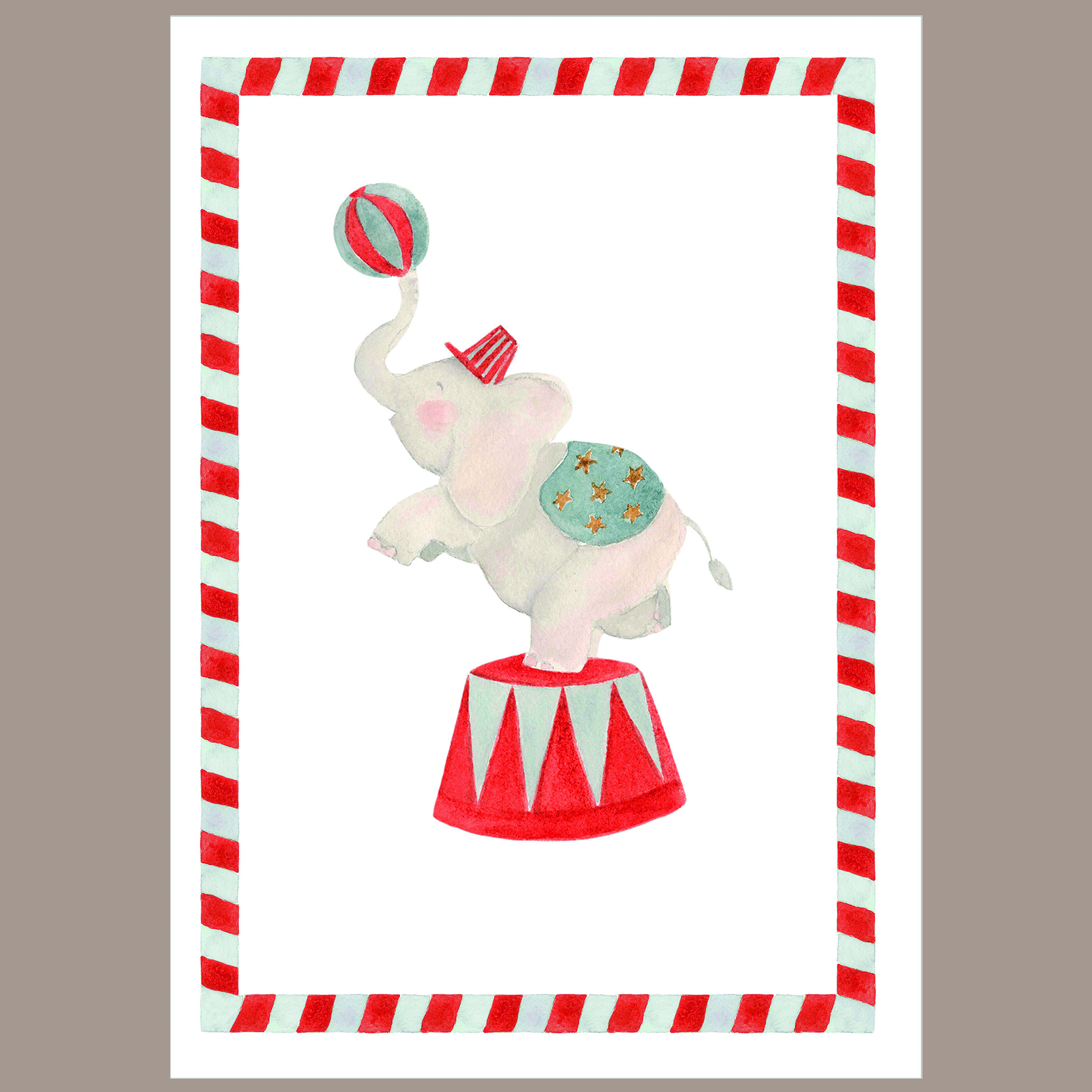 Quadrinho Circo Vermelho Elefante