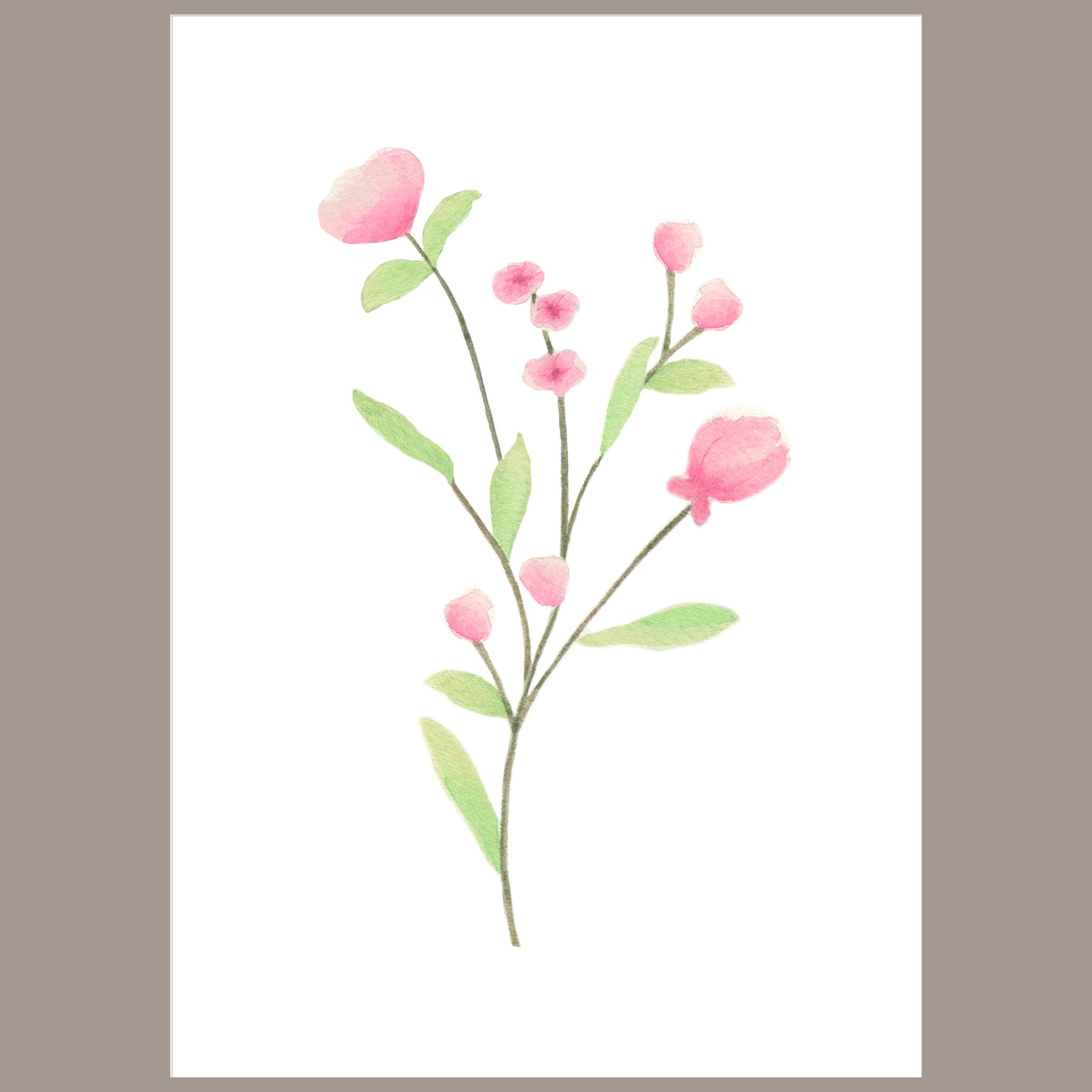 Quadrinho Floral Ramalhete Rosa Lila