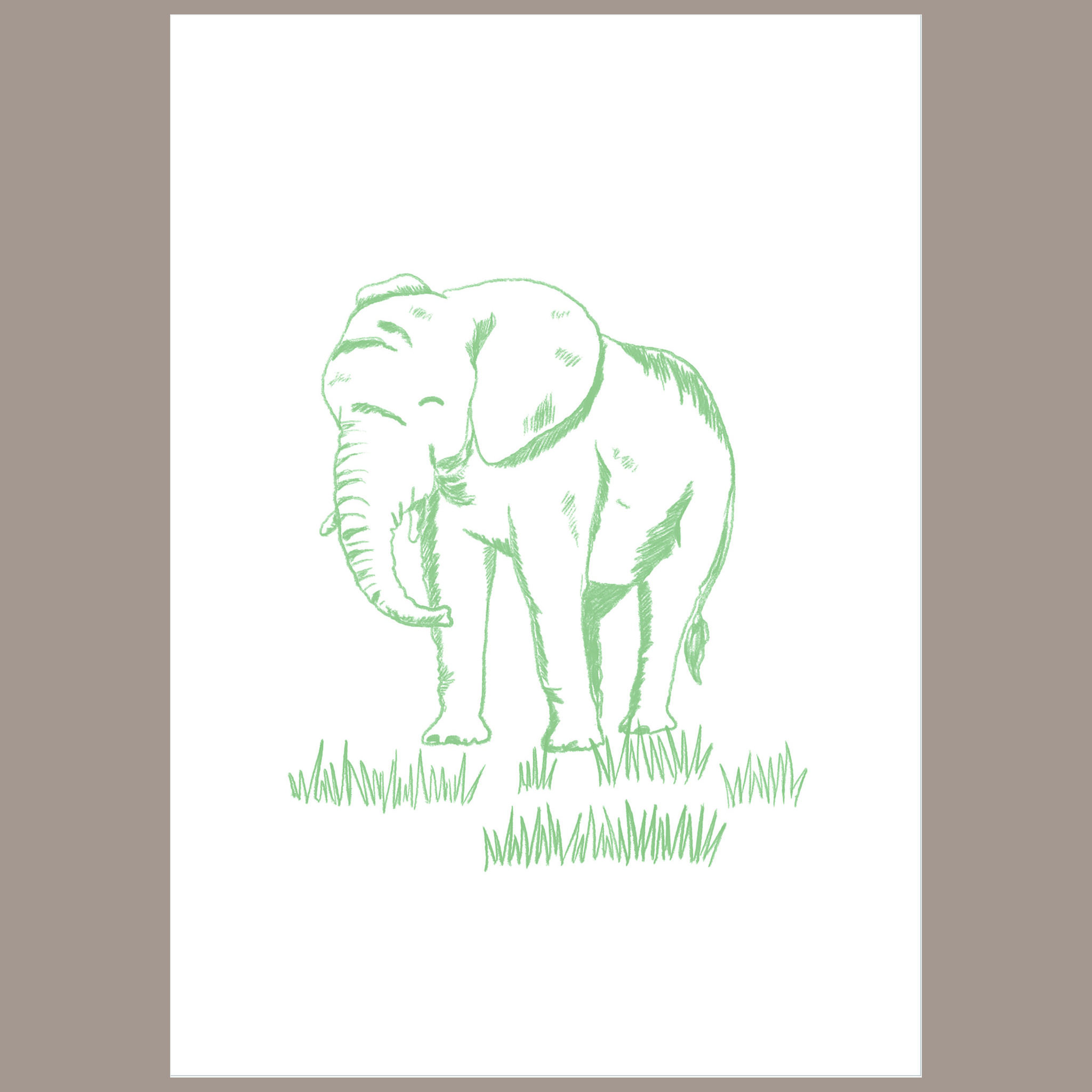 Quadrinho Savana Verde Elefante