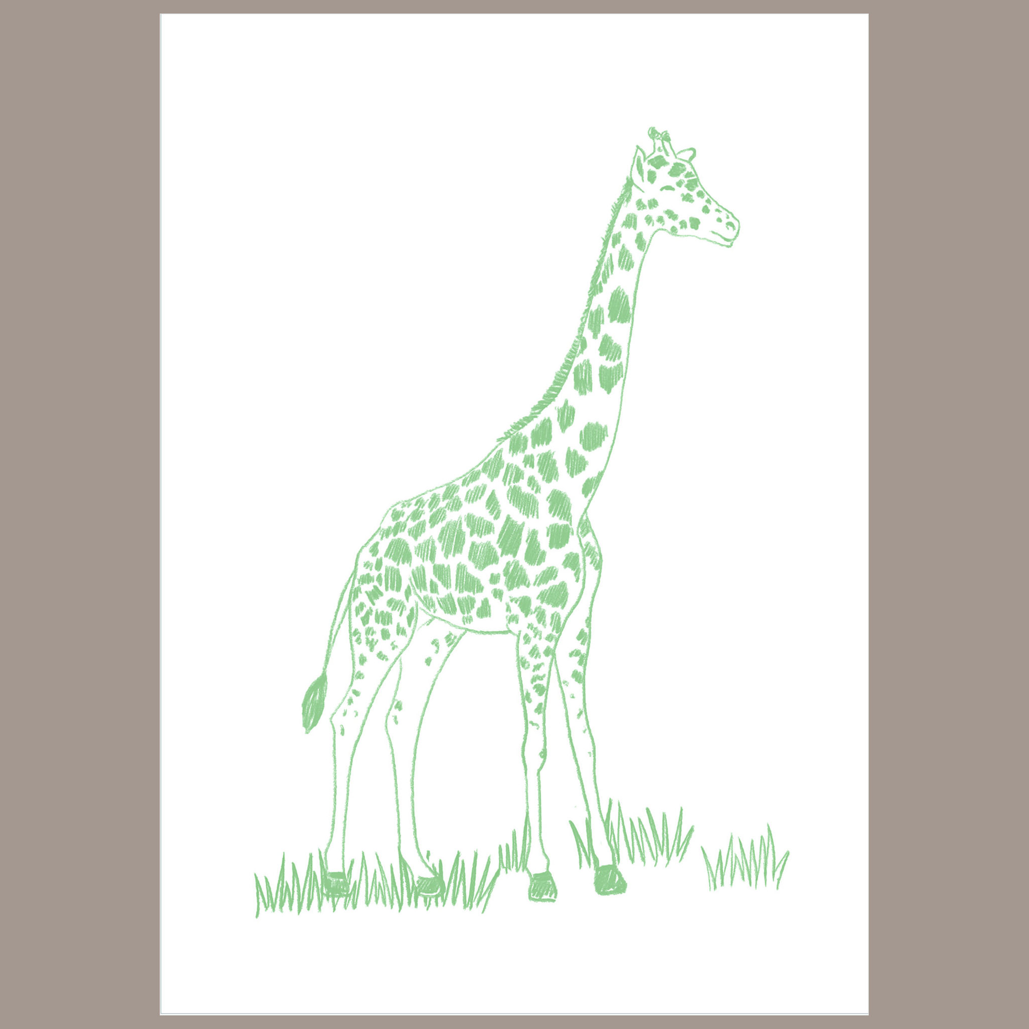 Quadrinho Savana Verde Girafa